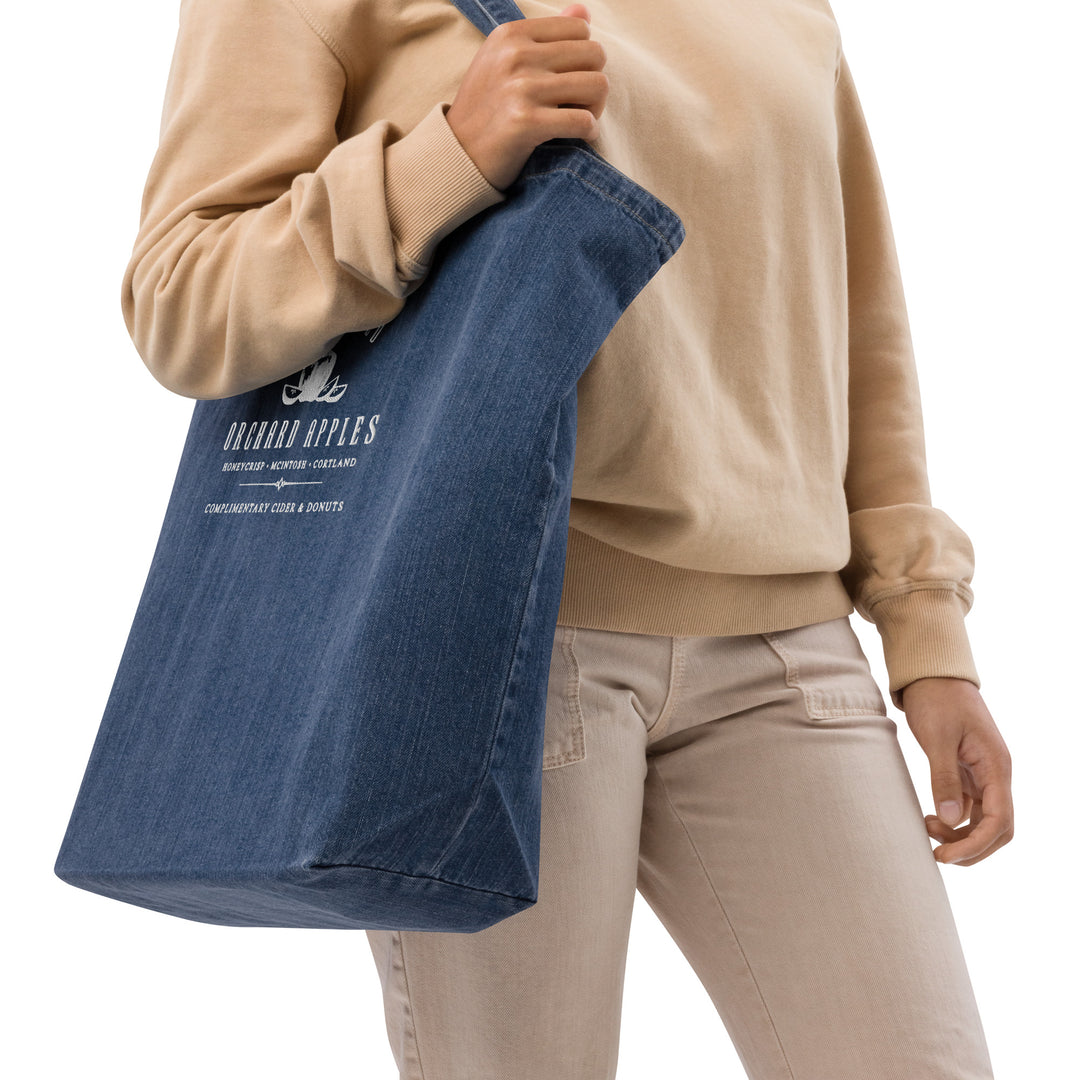 Fresh Picked Organic Apples denim tote bag