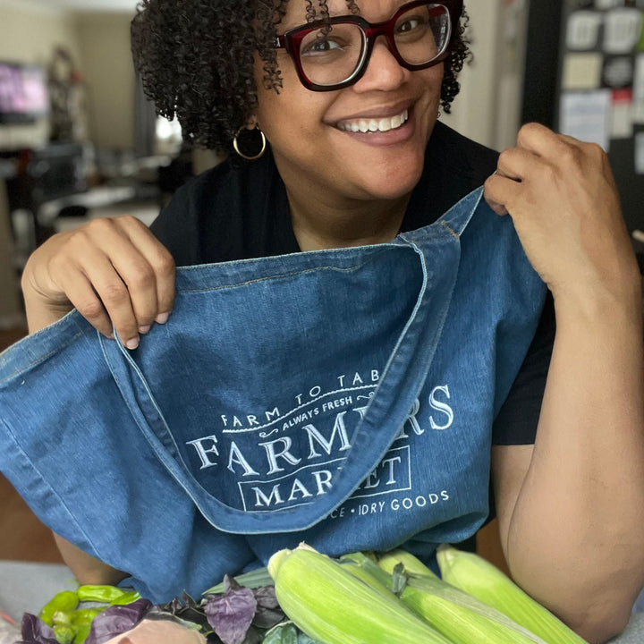 Farmers Market Organic denim tote bag
