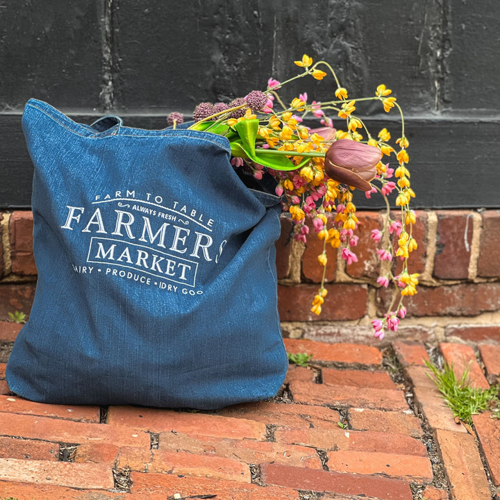 Farmers Market Organic denim tote bag