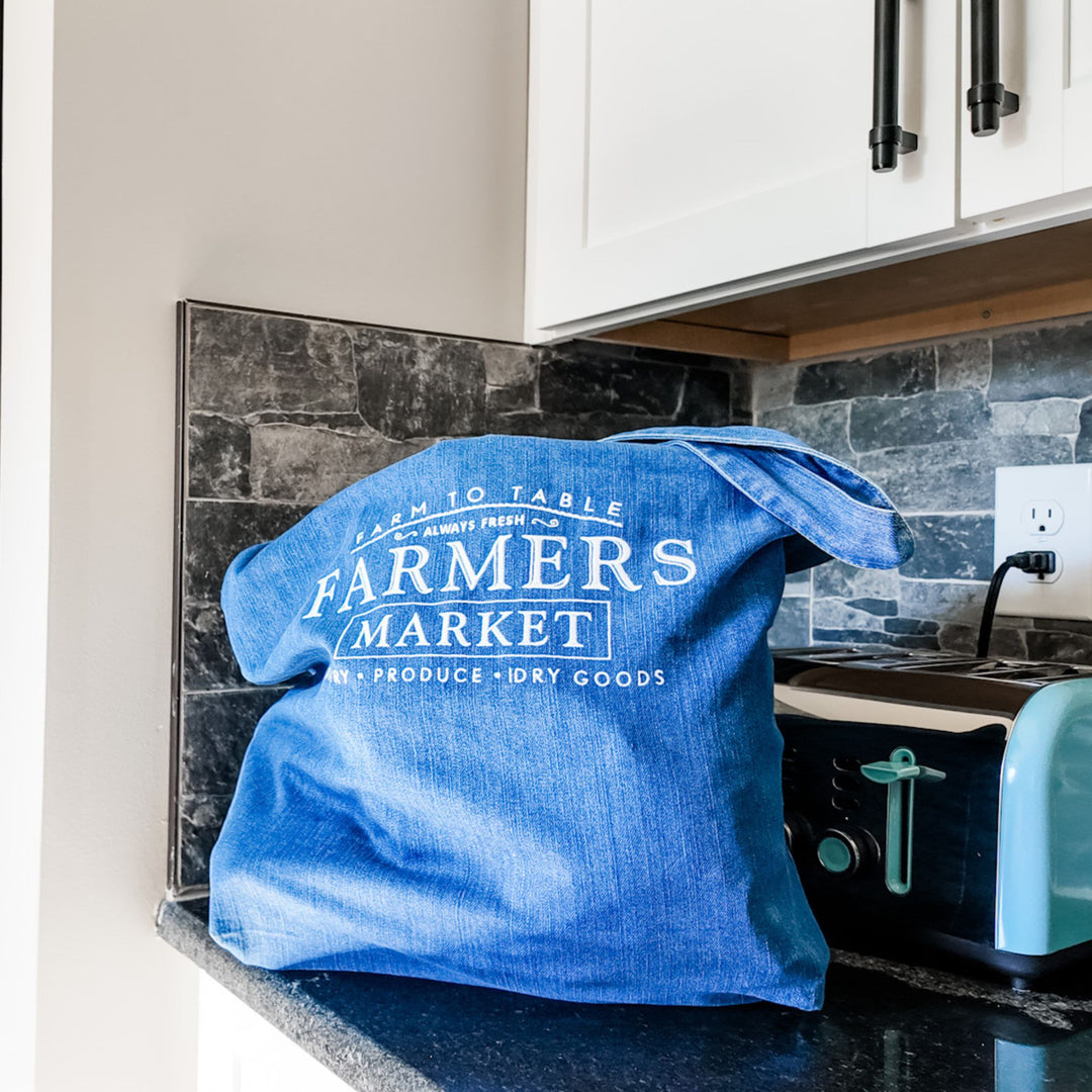 Farmers Market Organic denim tote bag